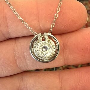 Stunning Moissanite Sterling Silver Pendant Necklace